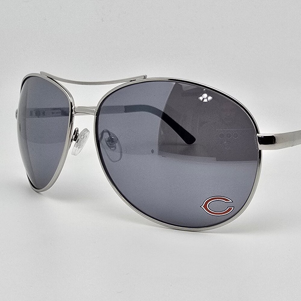 Chicago Bears NFL Silver Frame Silver Mirror Lens Aviator Sunglasses 65-16-120